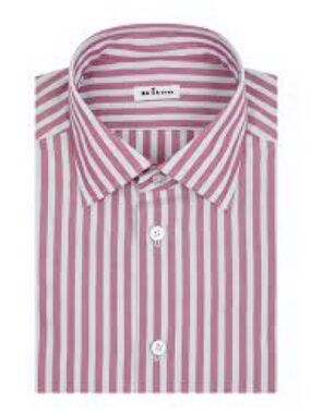 Kiton Long Sleeve Men’s Cotton Shirt in Blue & Red Stripe. Size 16/41.